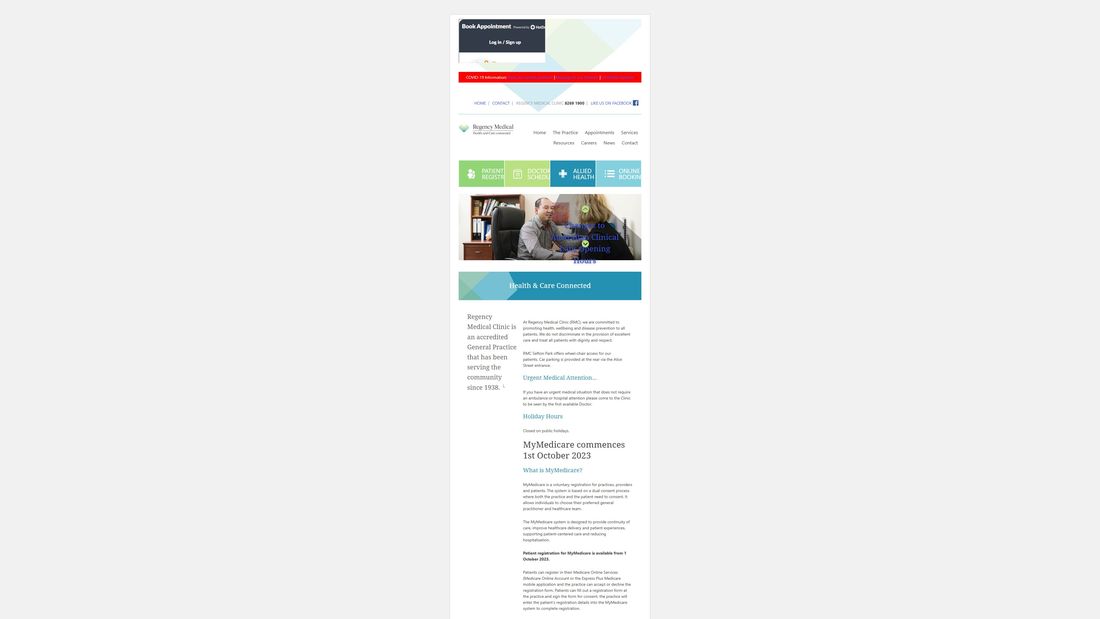 Your current website: on a large screen the site is a narrow strip